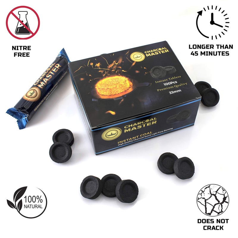 CHARCOAL MASTER Quick Light Charcoal Tablets for Incense â€“ 33mm Capsules â€“ Charcoal Disk Lights â€“ Instant Fire Coal Tablets â€“ Set of 100 Charcoal Disks per Box - Image 5